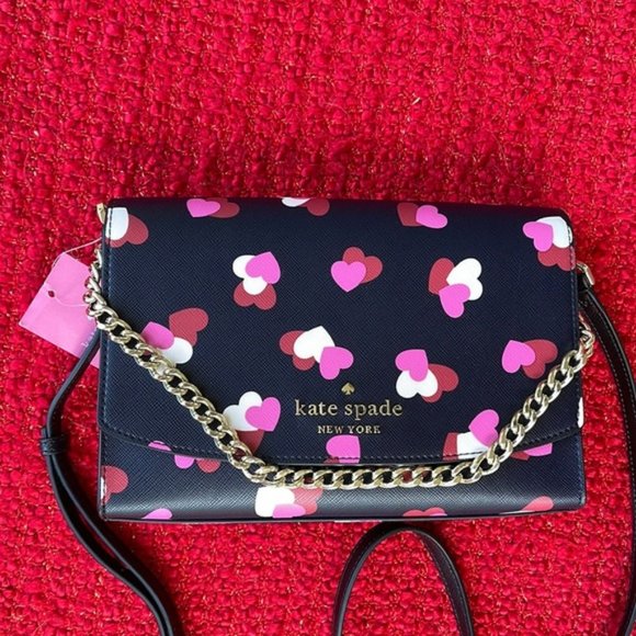 kate spade Handbags - Kate Spade Carson Flutter Hearts Printed Convertible Crossbody Black Multi